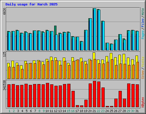 Daily usage for March 2025